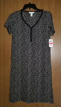 Charter Club Women&#39;s S/Sleeve Sleepshirt,Black/White Linear Vine Print,Sz.XS.NWT - £11.98 GBP