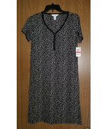 Charter Club Women&#39;s S/Sleeve Sleepshirt,Black/White Linear Vine Print,S... - £11.96 GBP