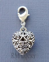 Heart Dangle Pendant Clip On Charm w/Lobster Clasp Fit for Link Chain C207 - £3.15 GBP