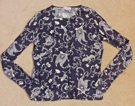 Lilly Pulitzer Sz S Navy Blue Monkey Lion Peacock Cardigan Women&#39;s Sweater EUC - £23.21 GBP