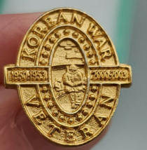 Korean War Veteran Pin  50 Years Gold tone Lapel made in USA - £7.96 GBP