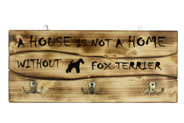Fox Terrier, a wooden wall peg, hanger with the picture of a dog and the words - £40.01 GBP