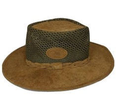 Fisherman&#39;s Hat Handmade Med. Shenzi Suede Top w/ Mesh Sides Swiss Made  - $48.37