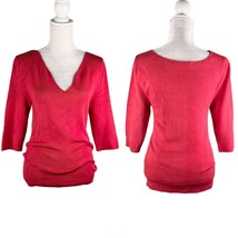 Soft Surroundings Pimi Sweater Medium Red V-Neck Gold Beads - £26.28 GBP