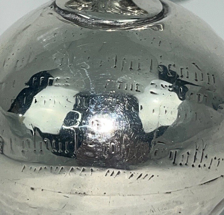 1887 Antique Heavy Sterling Silver Grenade Witch Ball Cigar Lighter Self Right Item image 10