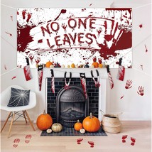 Halloween Decorations Set - Bloody Backdrop &amp; Garland Banner &amp; Footprints Handpr - £22.37 GBP