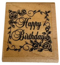 Stampin Up Rubber Stamp Happy Birthday Card Making Words Roses Small Square - £3.13 GBP