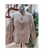 Men&#39;s Solid Brown Cotton Raglan Sleeve High Neck Casual Half Zip Knit Sw... - $35.20 CAD