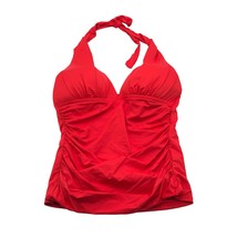 La Blanca Island Goddess Halter Tankini Top Ruched Molded Cups Red 4 - £18.85 GBP
