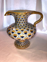 Italy Peacock Feather Design Pitcher 9.75 Inches Tall - $89.99