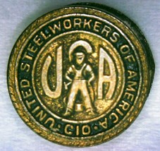 Vintage United Steelworkers Of America Gold Tone Screwback Lapel Pin Cio Union - £11.67 GBP