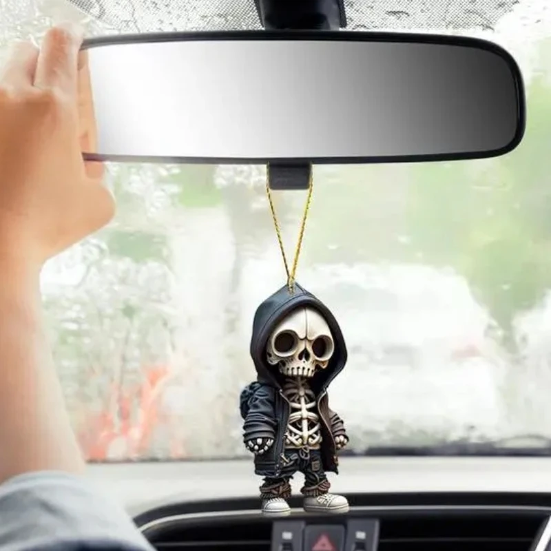 Kull skeleton figures statue decorative for car desk decor display auto rearview mirror thumb200