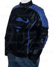 New Superman Man Of Steel Blue Black Real Skin Soft Leather Jacket Costu... - $161.99+