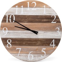 Oversized Wall Clock Home Decor Large Farmhouse Living Room Round Batter... - £38.57 GBP