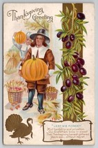 Thanksgiving Greetings Pilgrims Golden Turkey Lest We Forget Postcard B24 - £5.36 GBP