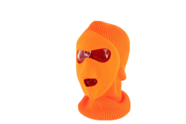 Vtg 90s Streetwear Winter Hunting Face Cover Beanie Hat Blaze Orange Acr... - £23.42 GBP