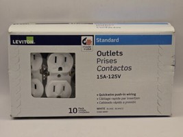 Leviton (10-Pack) Standard Duplex Outlet White 15A-125V 5320-WMP NEW - $18.53