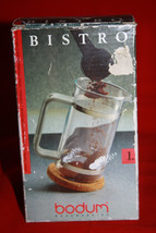 Bodum Bistro Glass Coffee Tea Press 3 Cups with White Handle Spoon Cork ... - $28.22
