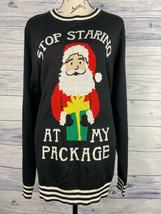 Tipsy Elves Christmas Sweater Size L Long Slv Santa Stop Staring Package Funny - $18.00