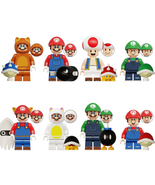 8Pcs Super Mario Bros. Minifigure Kinopio Baby Luigi Mini Building Block Toys - £19.65 GBP
