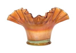 Vintage Fenton Blackberry Spray Marigold Carnival Glass Ruffled Hat Vase - £31.15 GBP