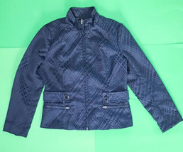 Erin London Blue Textured Light Jacket Small Coat Thin Shoulder Pads Spr... - £6.22 GBP