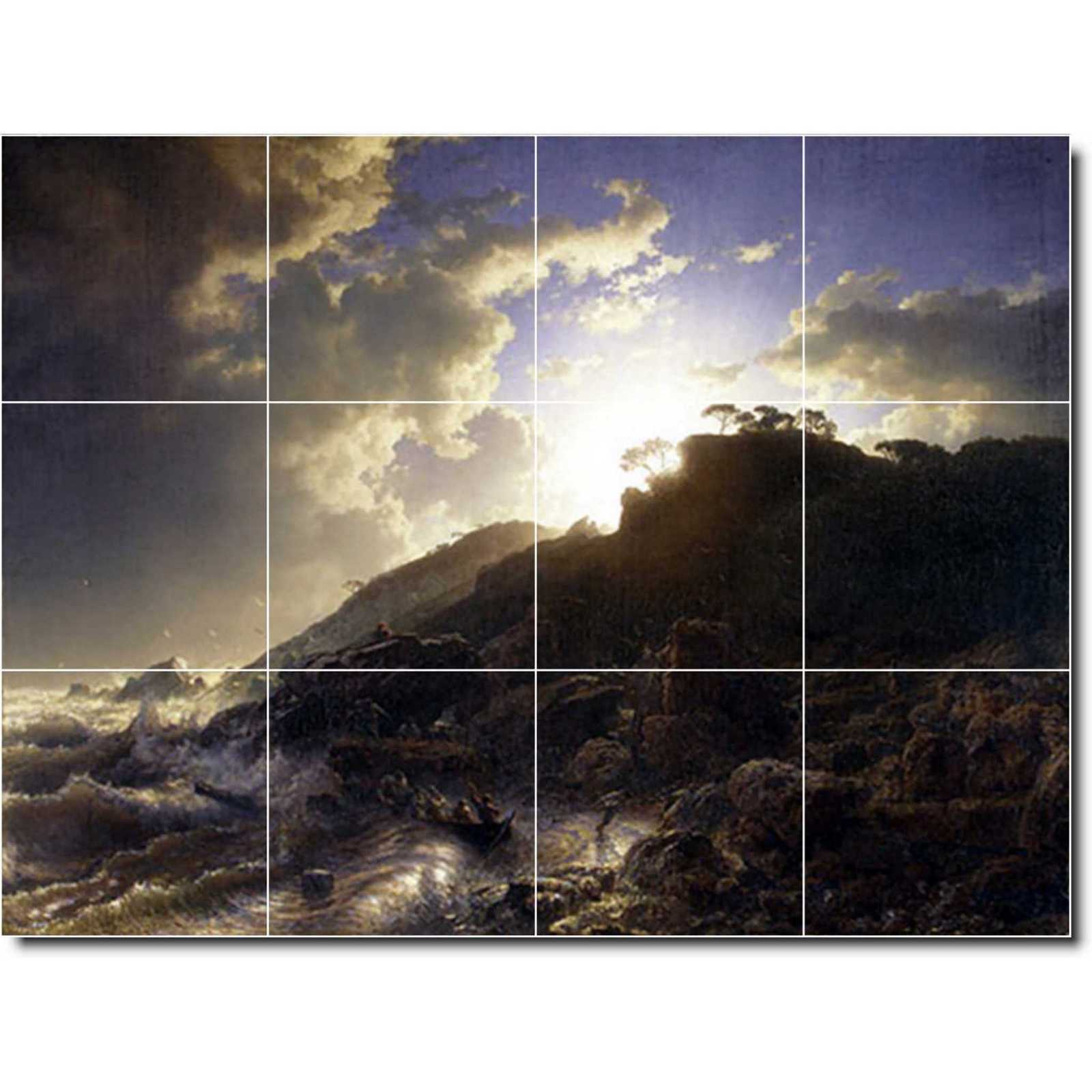 Achenbach andreas sunset after a storm on the coast of sicily