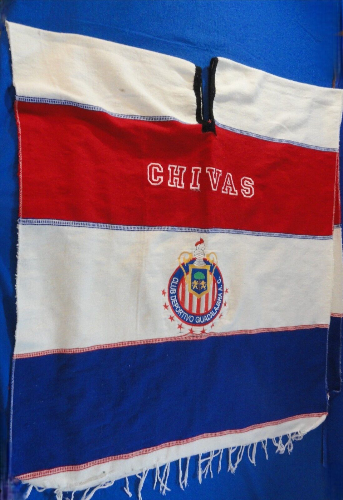 Primary image for GUADALAJARA CHIVAS FUTBOL SOCCER RED WHITE BLUE SPORT DEPORTIVO PONCHO SERAPE