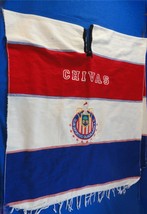 Guadalajara Chivas Futbol Soccer Red White Blue Sport Deportivo Poncho Serape - £30.05 GBP