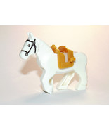 Building White Horse With Saddle Animal Minifigure Custom - $8.41