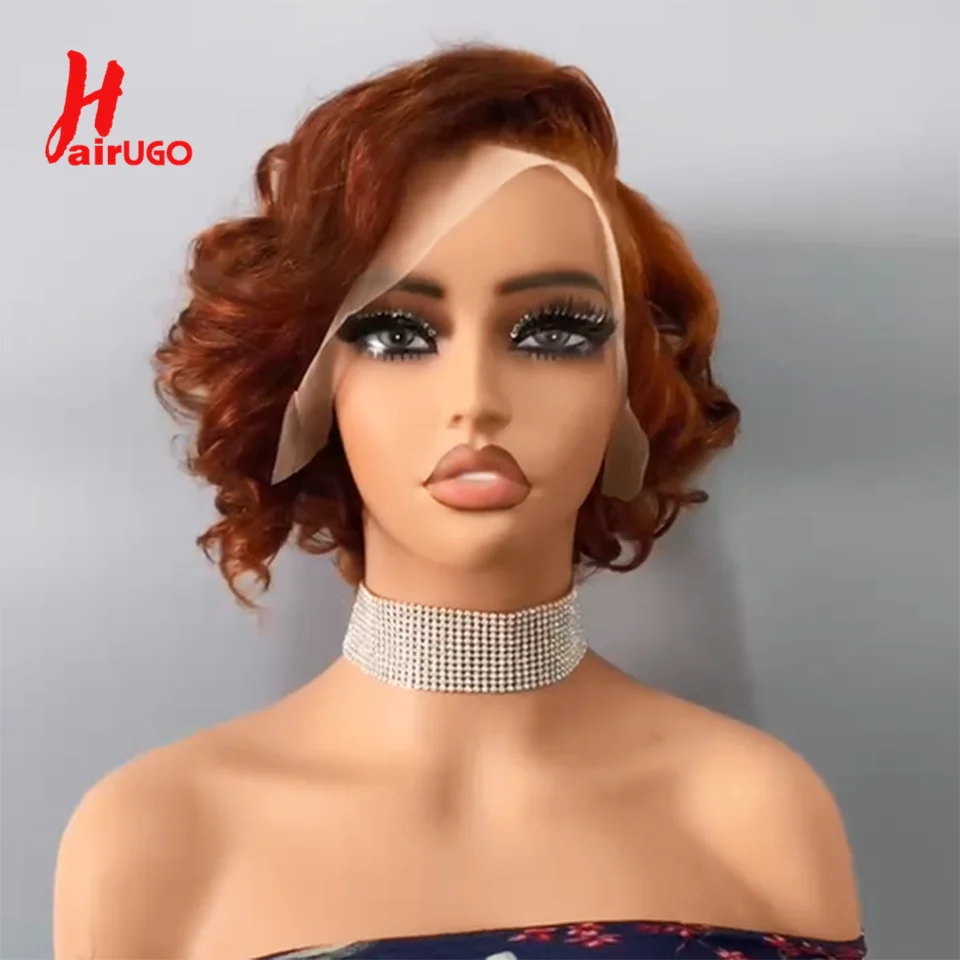 Ginger Orange Lace Front Human Hair Wigs Brazilian Remy Orange Curly Lac... - $70.90+