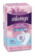 Always Fresh Incredibly Thin Daily Liners, Clean Scent All Day Fresh Clean 60ct - £9.93 GBP