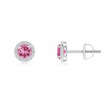 ANGARA Natural 0.64 Ct Round Pink Tourmaline Halo Stud Earrings in 14K Gold - $827.10