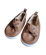 Old Navy Baby Faux Leather Brown Boat Shoes Slip on Loafers 0-6 Months - $10.00