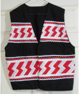 Native American Seminole Men&#39;s 46 XL Traditional Black Patchwork Vest Lined - $3,631.95 MXN