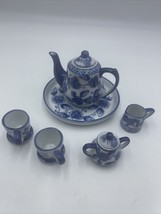 Blue And White 10 Piece Miniature Tea Set - £27.33 GBP