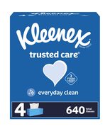 Kleenex Trusted Care Facial Tissues, 4 Flat Boxes, 160 Tissues per Box, ... - $18.98