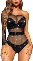 Lingerie for Women Fishnet Bodysuit Sexy Outfit Rhinestone Mesh Teddy (OneSize) - £9.30 GBP