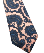 Johnny Carson Tie Necktie 100% Italian Silk Pink Blue Paisley Print Vtg ... - £29.43 GBP