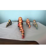 Lot 4 sets Vintage Russian Nesting Matryoshka Hand Painted Wooden Dolls ... - £70.60 GBP