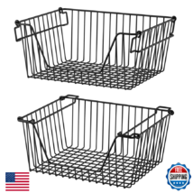 Slideep 14" Black Stackable Metal Wire Storage Baskets Freezer Bins (2-P... - $44.87
