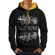 Wellcoda NY City Landscape Fashion Mens Contrast Hoodie, Big Casual Jumper - £31.65 GBP