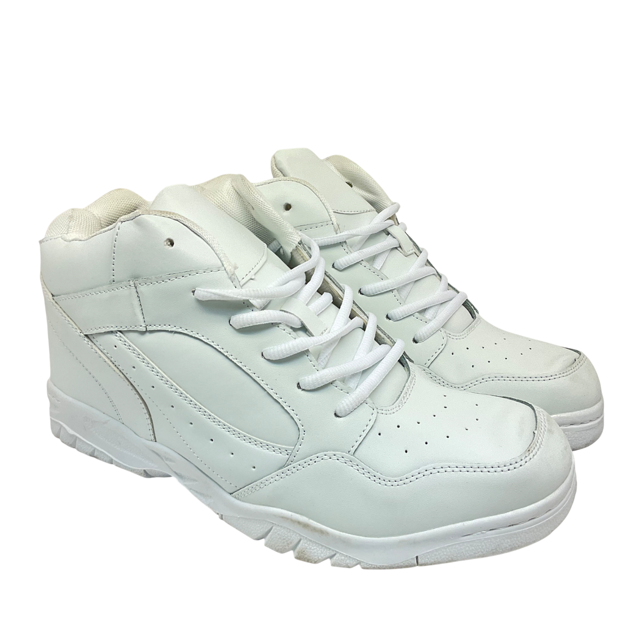Unbranded Men&#39;s Mid-Cut Athletic Sneakers 3700 White Leather Size 10M - $28.49