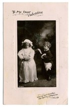 To My Dear Valentine Real Photo Postcard 1908 Davidson Bros 9083 Boy &amp; Girl - $24.72