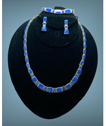 vintage gold over sterling silver lapis set earrings Braceley necklace 5... - €256,51 EUR