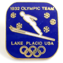 Lake Placid USA 1932 Olympic Team Enamel Pin Winter Games Ski Jump Sports  - $12.99