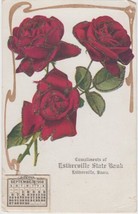 Estherville Iowa IA Postcard 1908 State Bank Small Calendar Red Roses - £2.38 GBP