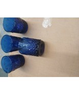 4 Arcoroc France Cobalt Blue 3 3/4&quot; Glass Rocks Tumblers   - $19.99