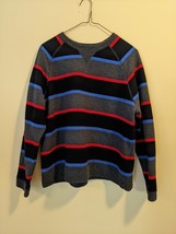Pacer By Karen Scott Women&#39;s Striped Blue Gray Red Sweater Swwatshirt Si... - £11.15 GBP