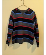 Pacer By Karen Scott Women&#39;s Striped Blue Gray Red Sweater Swwatshirt Si... - £10.68 GBP